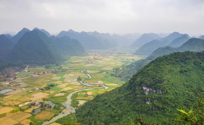 Vyhlídky na údolí v Bac Son, Severní Vietnam